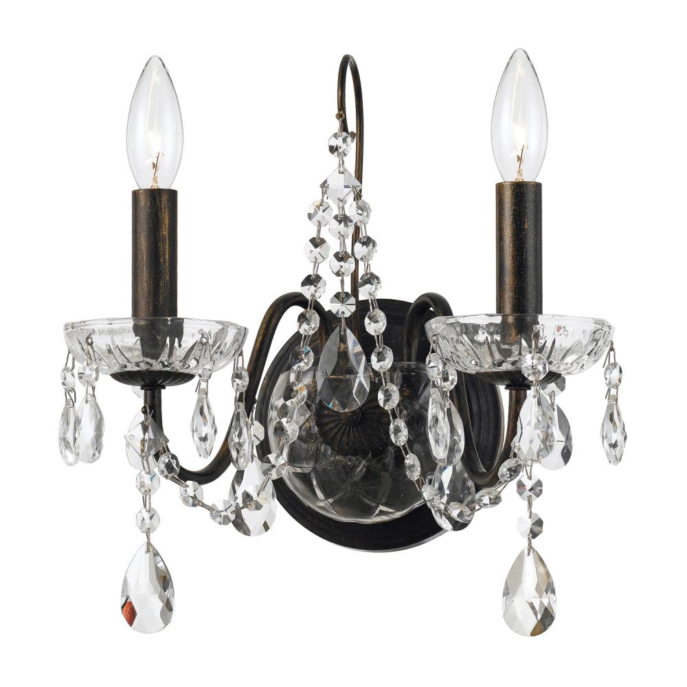 Butler 2 Light Spectra Crystal English Bronze Sconce