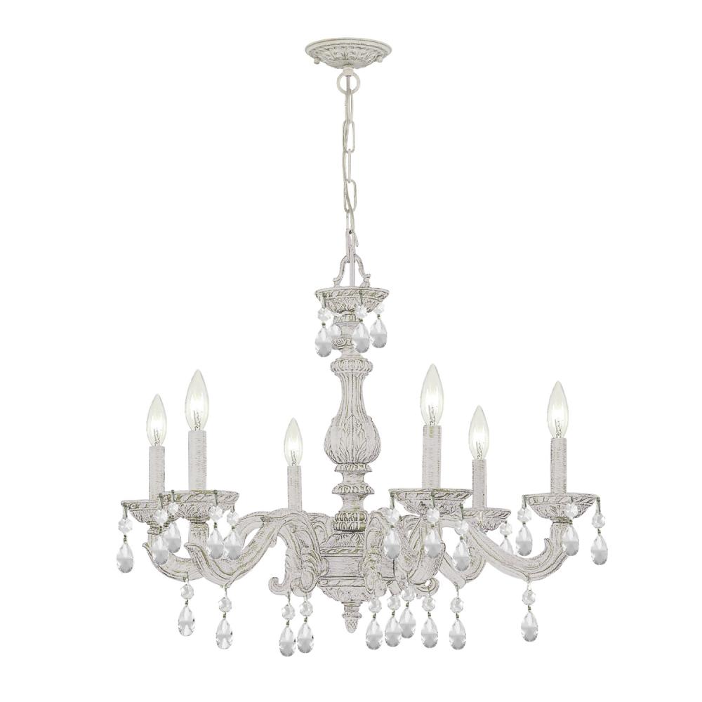 Paris Market 6 Light Spectra Crystal Antique White Chandelier