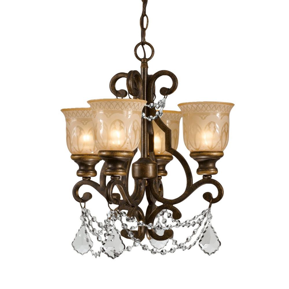 Norwalk 4 Light Swarovski Strass Crystal Bronze Umber Mini Chandelier