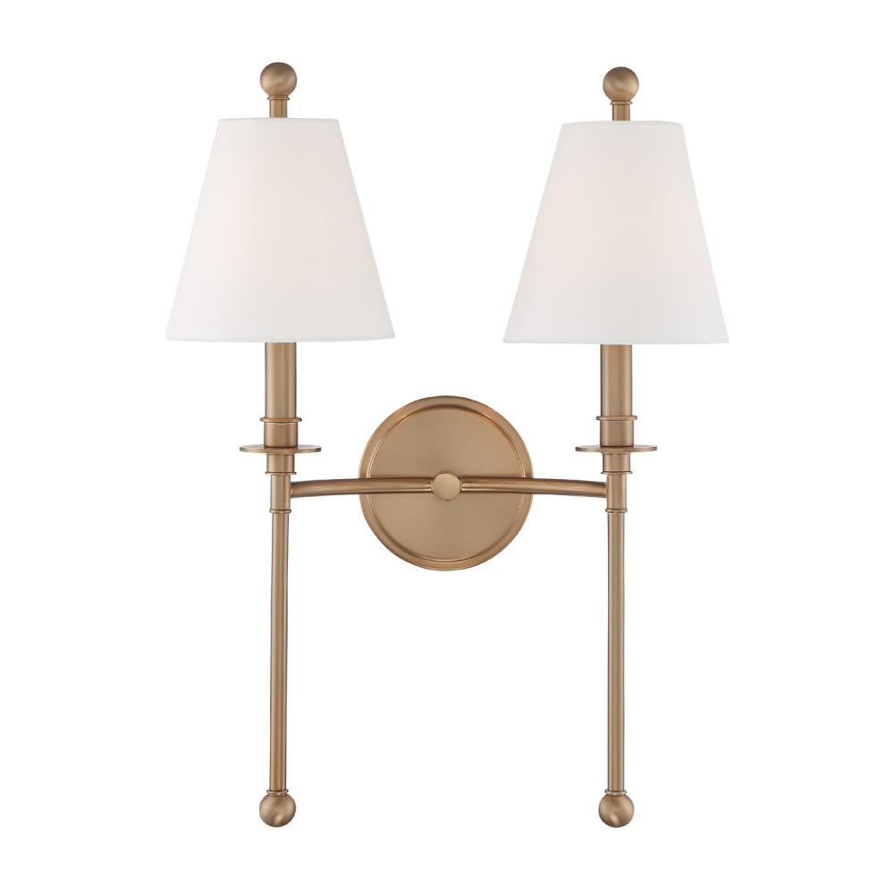 Riverdale 2 Light Aged Brass Sconce