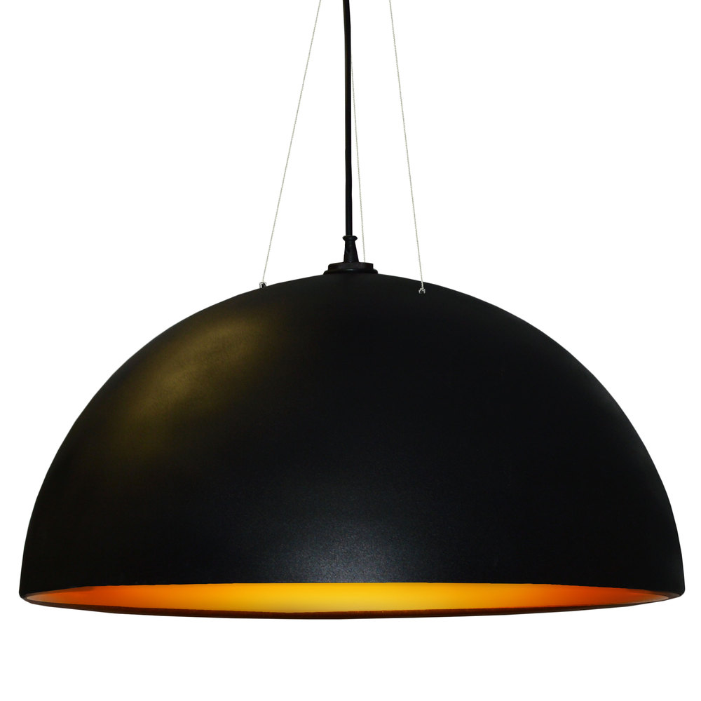 3 Bulb Pendant, Black & Gold Finish