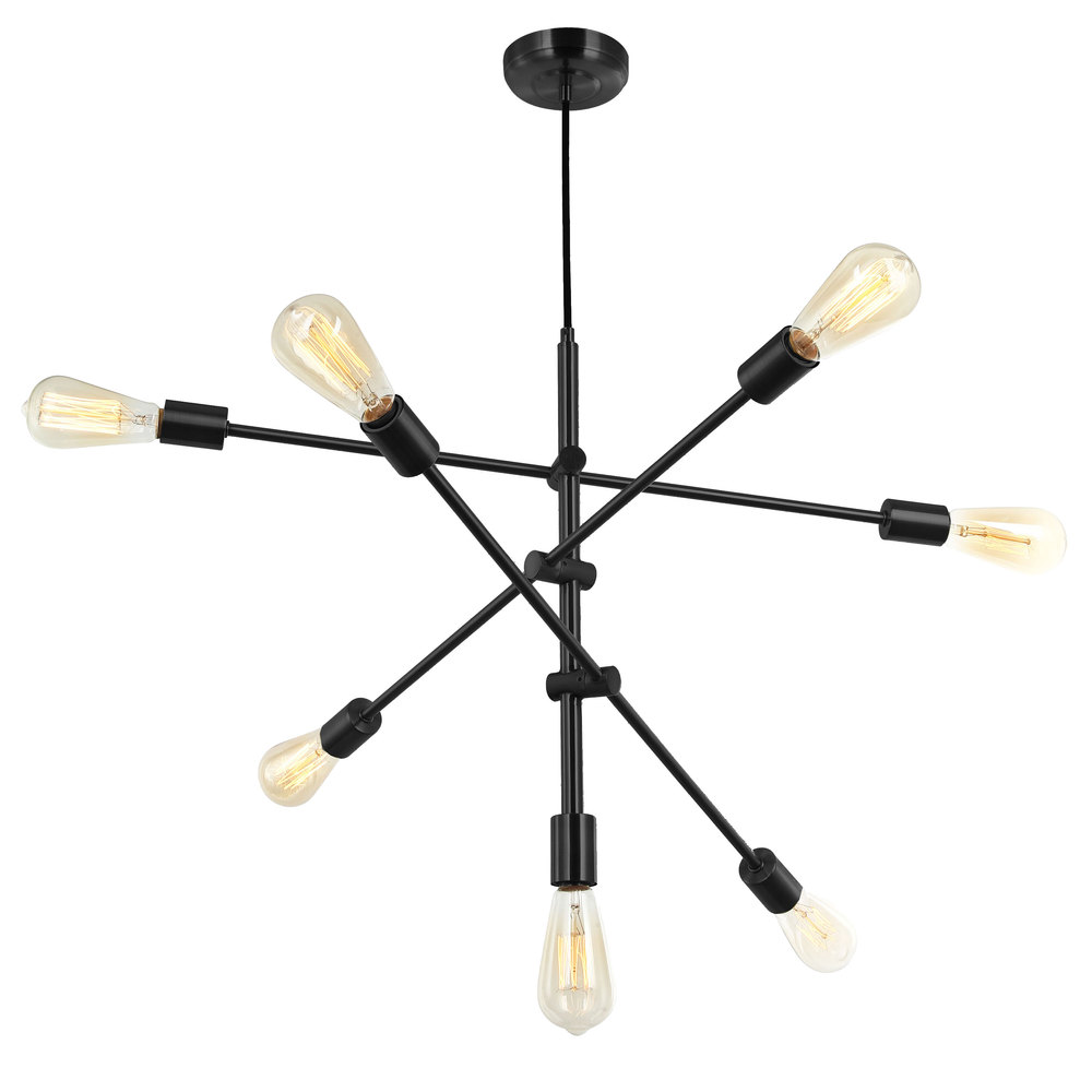 7 Light Pendant Black Finish