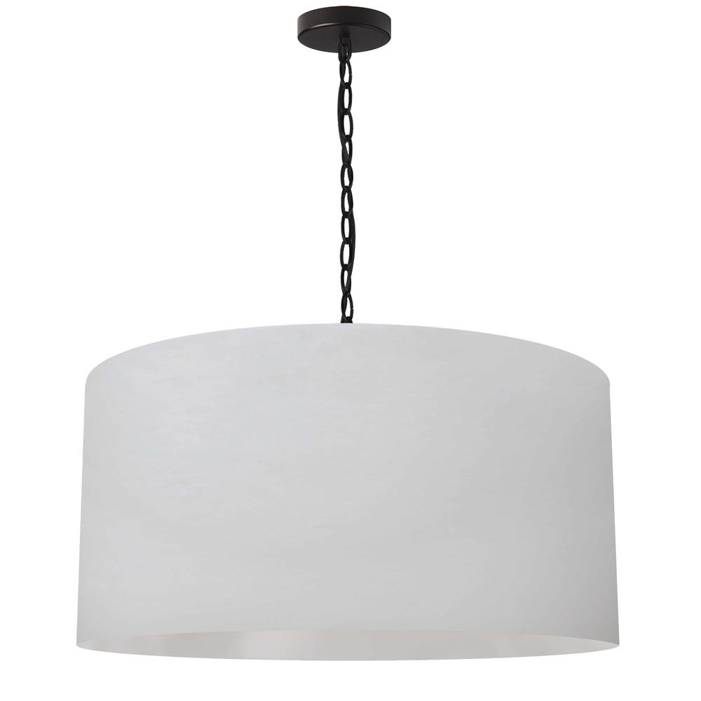 1LT Braxton Large Pendant, WHT Shade, BLK