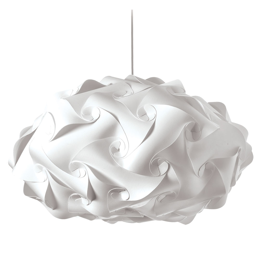 3 Light Pendant, Polished Chrome Finish, White Fabric