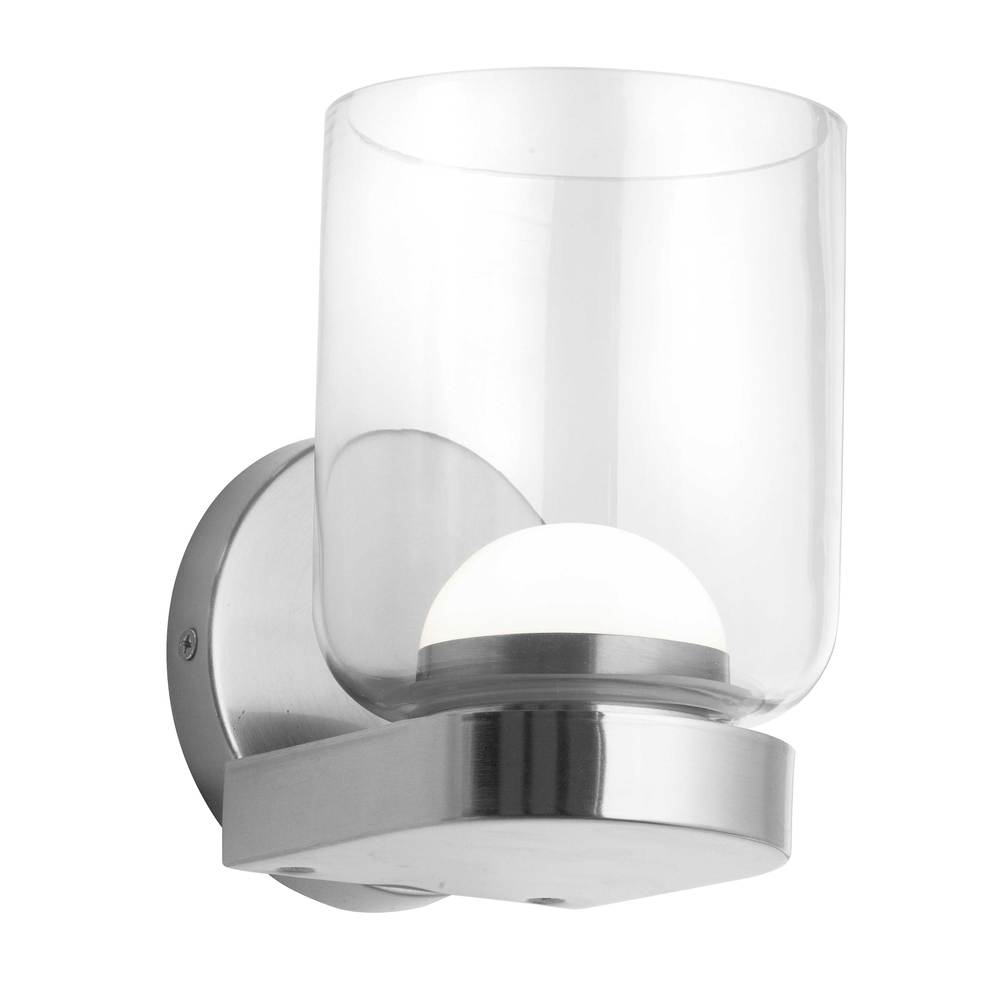 10W Wall Sconce, PC w/ CLR Glass