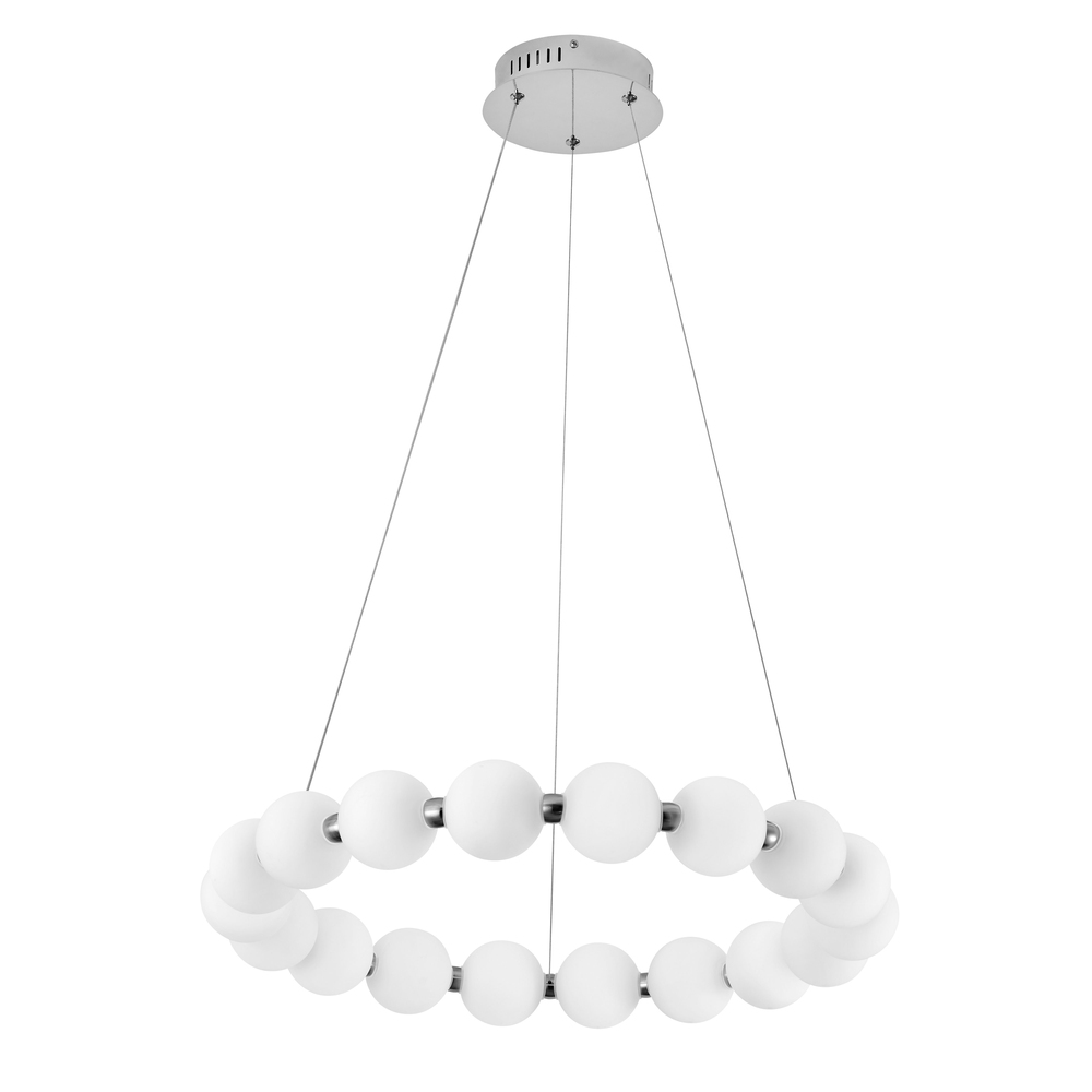 24W Polished Chrome Chandelier w/ White Acrylic