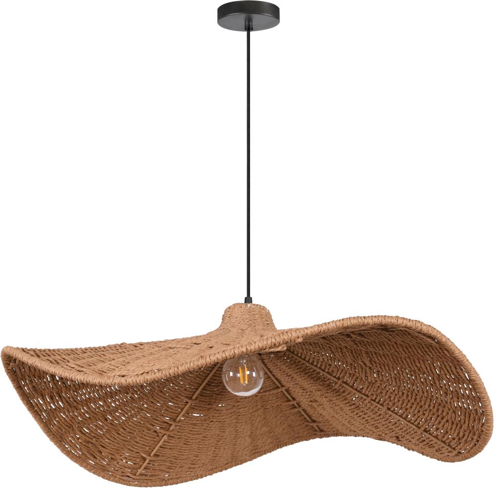 1LT Incandescent Pendant, w/ Wavy Wicker Shade