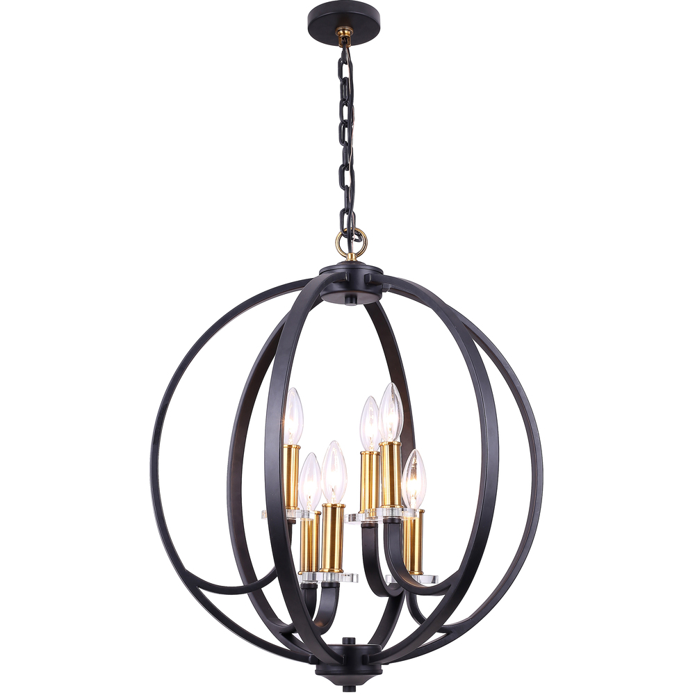 6LT Chandelier, Black Finish