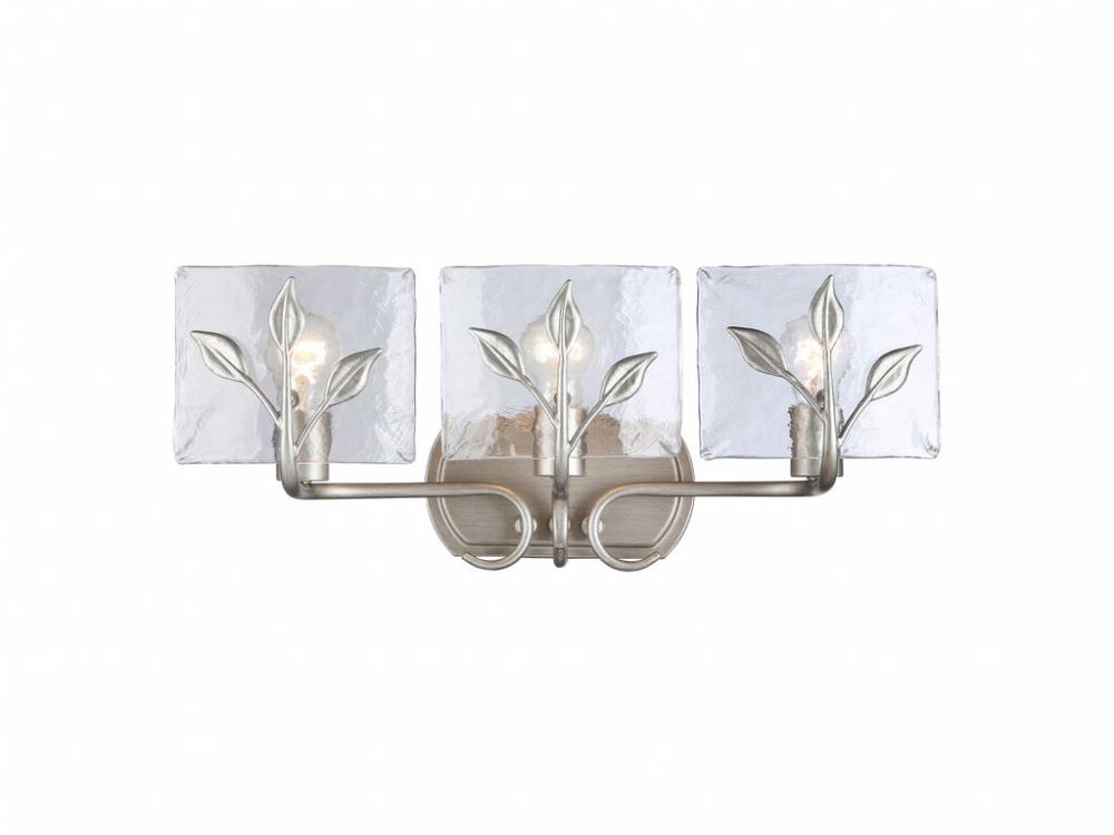 Calla 3-Light Vanity Light in Peruvian Silver with Hammered Water Glass