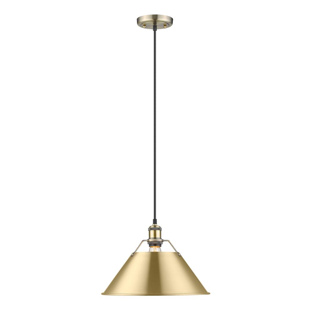 Orwell AB Large Pendant - 14 in Aged Brass with Brushed Champagne Bronze shade