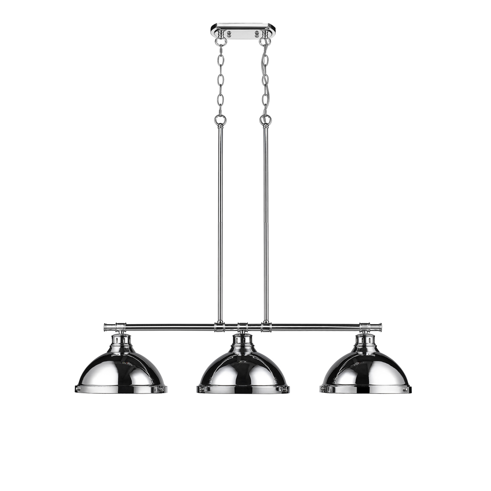 Duncan 3-Light Linear Pendant in Chrome with Chrome