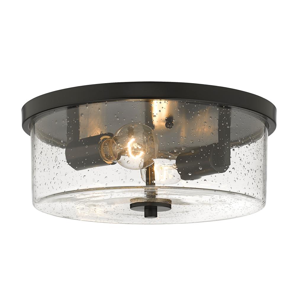 Rayne Flush Mount in Matte Black with Seeded Glass