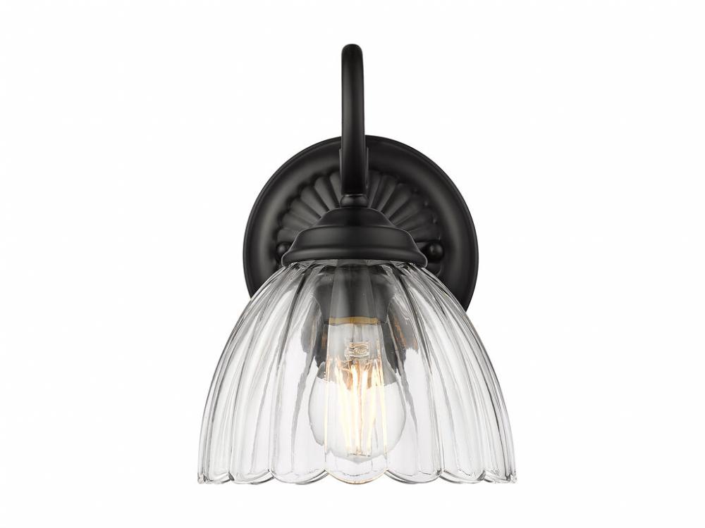 Audra 1-Light Wall Sconce in Matte Black with Clear Glass