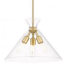 Golden Canada 0511-3P BCB-CLR - Malta 3 Light Pendant in Brushed Champagne Bronze with Clear Glass Shade