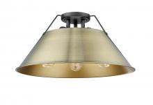 Golden Canada 3306-3FM BLK-AB - Orwell BLK 3 Light Flush Mount in Matte Black with Aged Brass shade