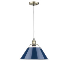 Golden Canada 3306-L AB-NVY - Orwell AB Large Pendant - 14" in Aged Brass with Matte Navy shade