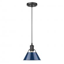 Golden Canada 3306-S BLK-NVY - Orwell BLK Small Pendant - 7" in Matte Black with Matte Navy shade