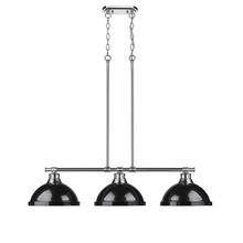 Golden Canada 3602-3LP CH-BK - Duncan 3-Light Linear Pendant in Chrome with Black