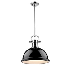 Golden Canada 3604-L CH-BK - Duncan 1-Light Pendant with Rod in Chrome with Black