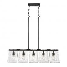 Golden Canada 6072-LP BLK-HWG - Serenity BLK Linear Pendant in Matte Black with Hammered Water Glass Shade