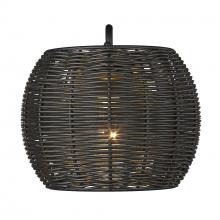 Golden Canada 6074-OWM NB-BRW - Vail 1 Light Wall Sconce - Outdoor in Natural Black with Black Rattan Wicker Shade