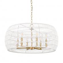 Golden Canada 6808-6 MBG-WR - Ellie 6 Light Chandelier in Modern Brushed Gold with Bleached White Raphia Rope Shade