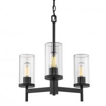 Golden Canada 7011-3 BLK-CLR - Winslett 3-Light Chandelier in Matte Black with Ribbed Clear Glass Shades