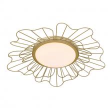 Golden Canada 9132-FM24 LOG-OP - Yasmin LOG Flush Mount - 24" in Olympic Gold with Opal Glass Shade