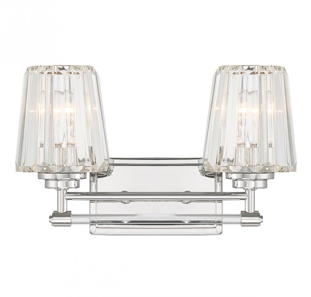 Garnet 2-Light Bathroom Vanity Light in Polished Nickel