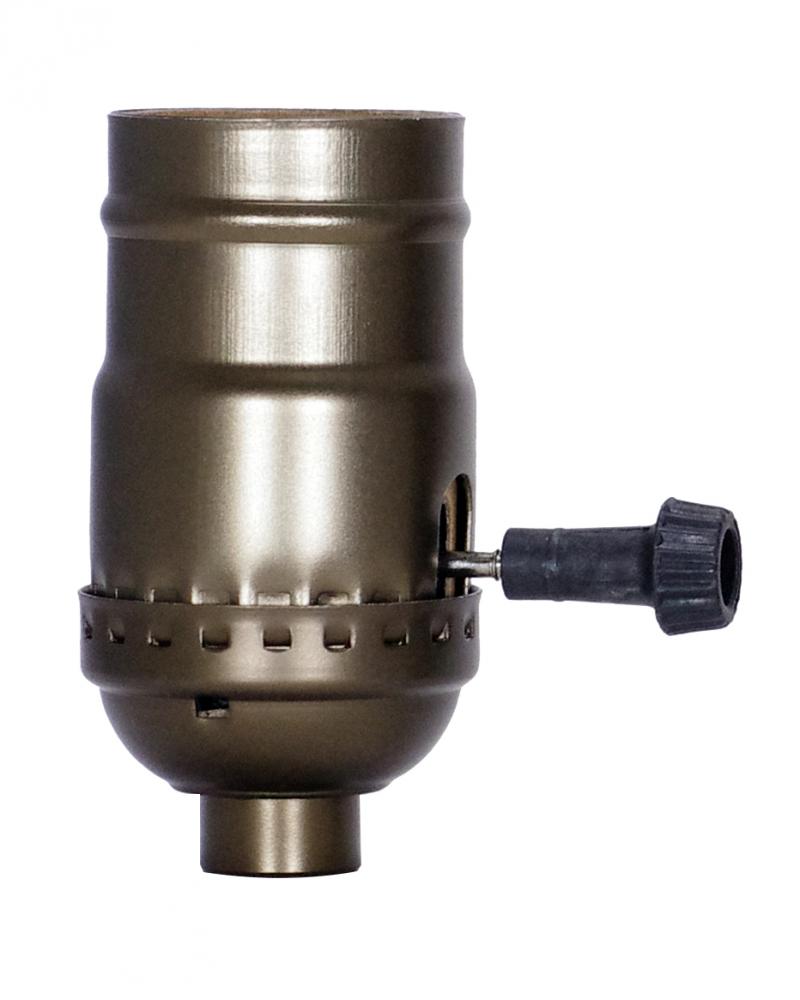 On-Off Turn Knob Socket With Removable Knob; 1/8 IPS; Aluminum; Antique Brass Finish; 250W; 250V