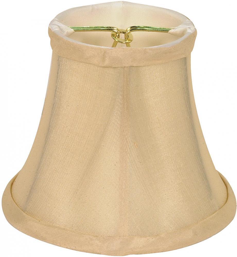 Clip On Shade; Beige Shantung; 3" Top; 5" Bottom; 4-1/4" Side