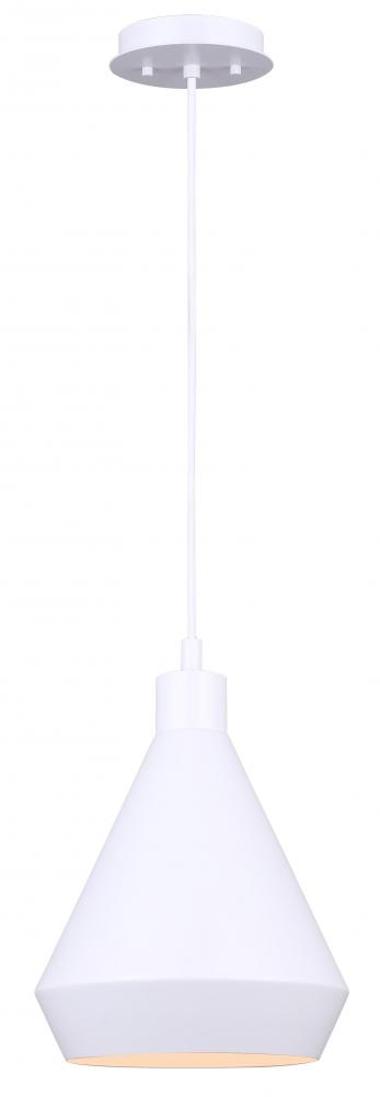 Byck 1 Light Pendant, White Finish