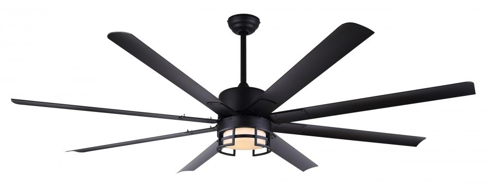 Ezra 72 in. Indoor Matte Black Standard Ceiling Fan with Soft White Integrated LED with Remote Inclu