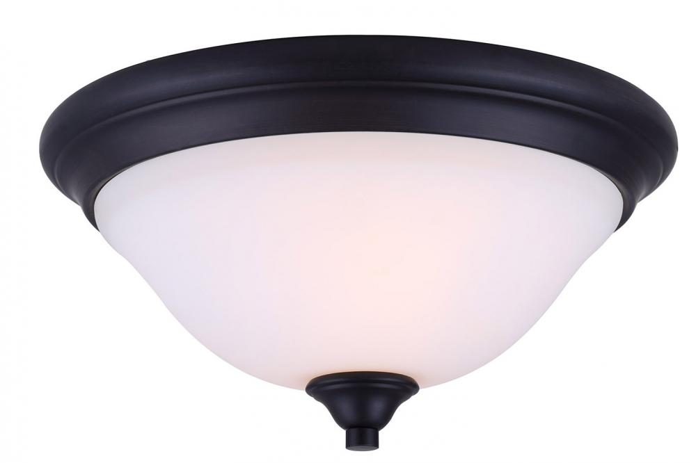 RUE, 2 Lt Flush mount, Flat Opal Glass, 60W Type A, 13 3/4" x 7"