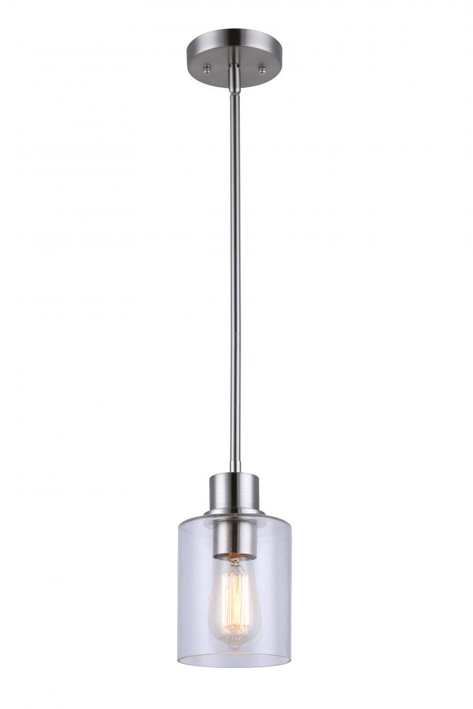 Portland, 1 Lt Pendant, Seeded Glass, 100W Type A, 4 3/4" x 11 1/4" - 59 1/4"