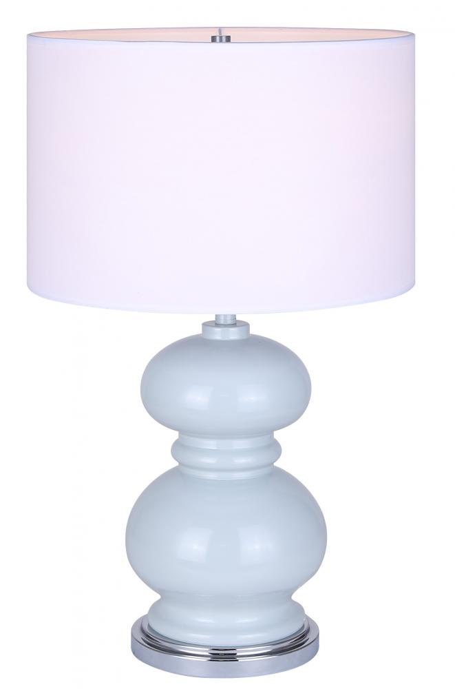 Biely 1 Light Table Lamp with Light Blue Finish and White Shade