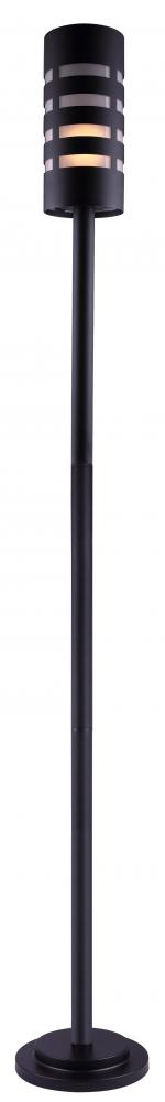 TAYLA Outdoor Post Light, Black Sand Finish, Frosted Glass, Included B-LST64-6 Bulb, 9.5" W x 62