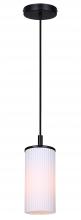 Canarm IPL1165A01BK-FR - KINSLEA 60-Watt 1 Light Matte Black Mid Century Modern Pendant with White Glass Shade