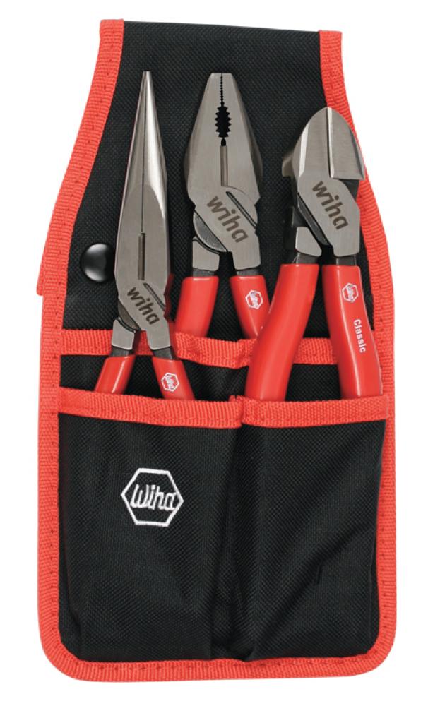 Soft Grip 8" Pliers and Cutters 3 Pc. Set in Belt Pack Pouch