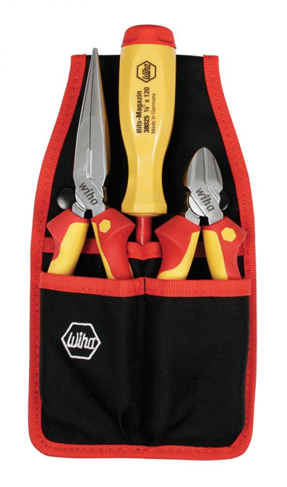 Insulated Pliers/Cutters/Multi-Bit 3 Piece Set in Belt Pack Pouch