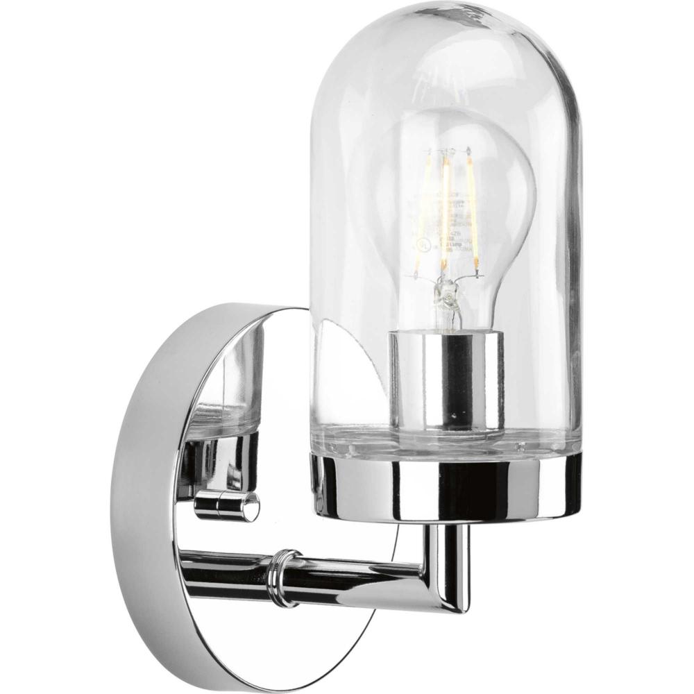 Signal Collection One-Light Polished Chrome Clear Glass Coastal Bath Vanity Light