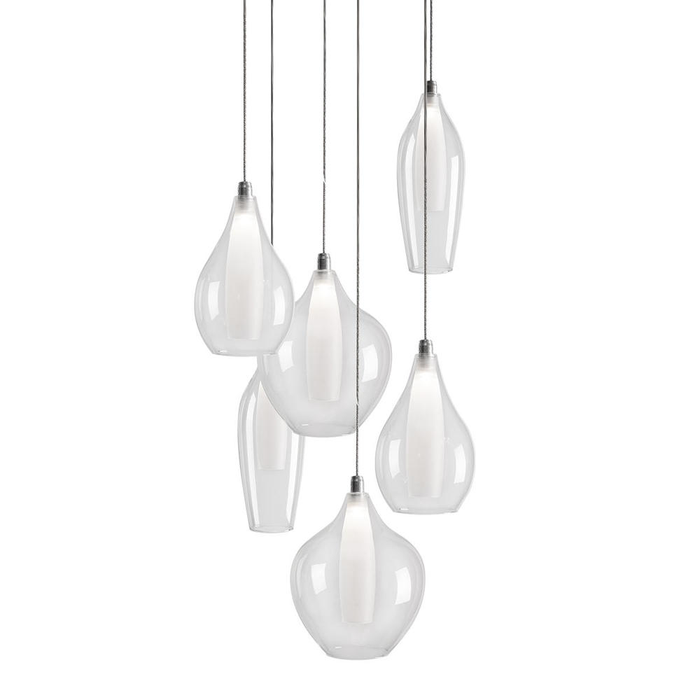 Victoria 6 Head Chrome LED Multi Pendant