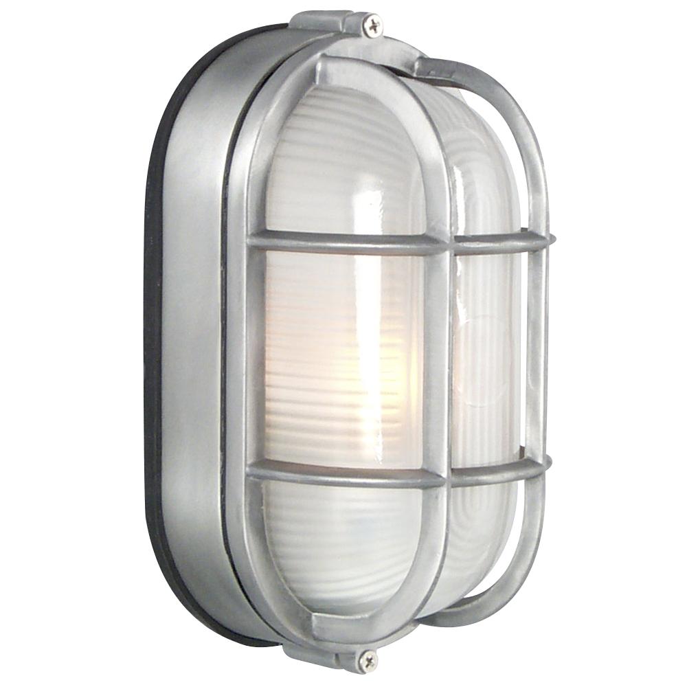 Cast Aluminum Marine Light with Guard - Satin Aluminum w/ Frosted Glass