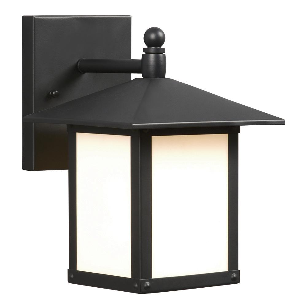 Outdoor Lantern - Black w/ Marbled White Glass