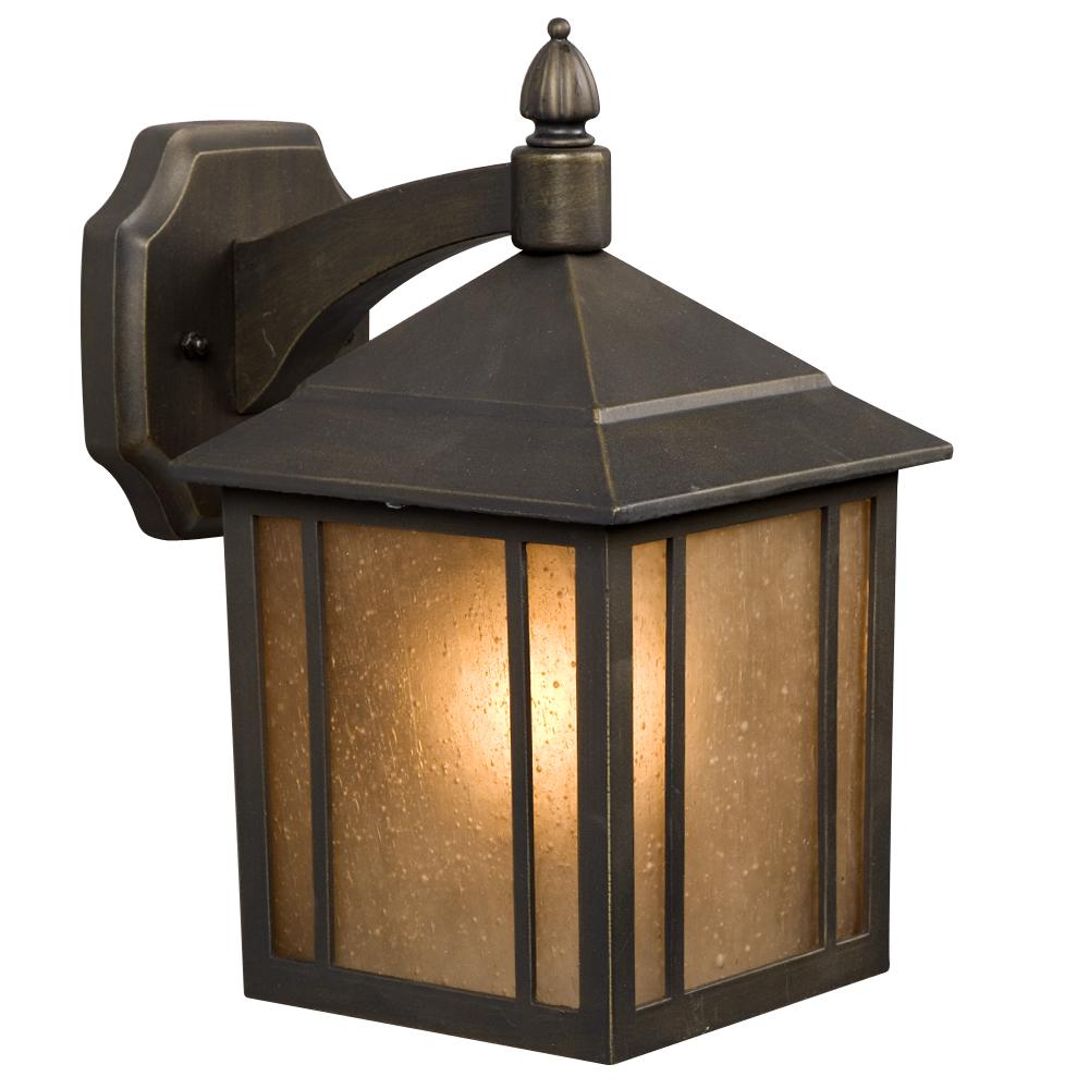 Outdoor Cast Aluminum Lantern - Oil Rubbed Bronze w/ Peach Amber Linen Glass