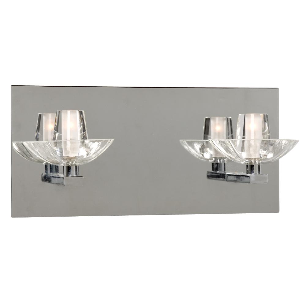 Two Light Vanity - Chrome w/ Clear Glass (inside matte)