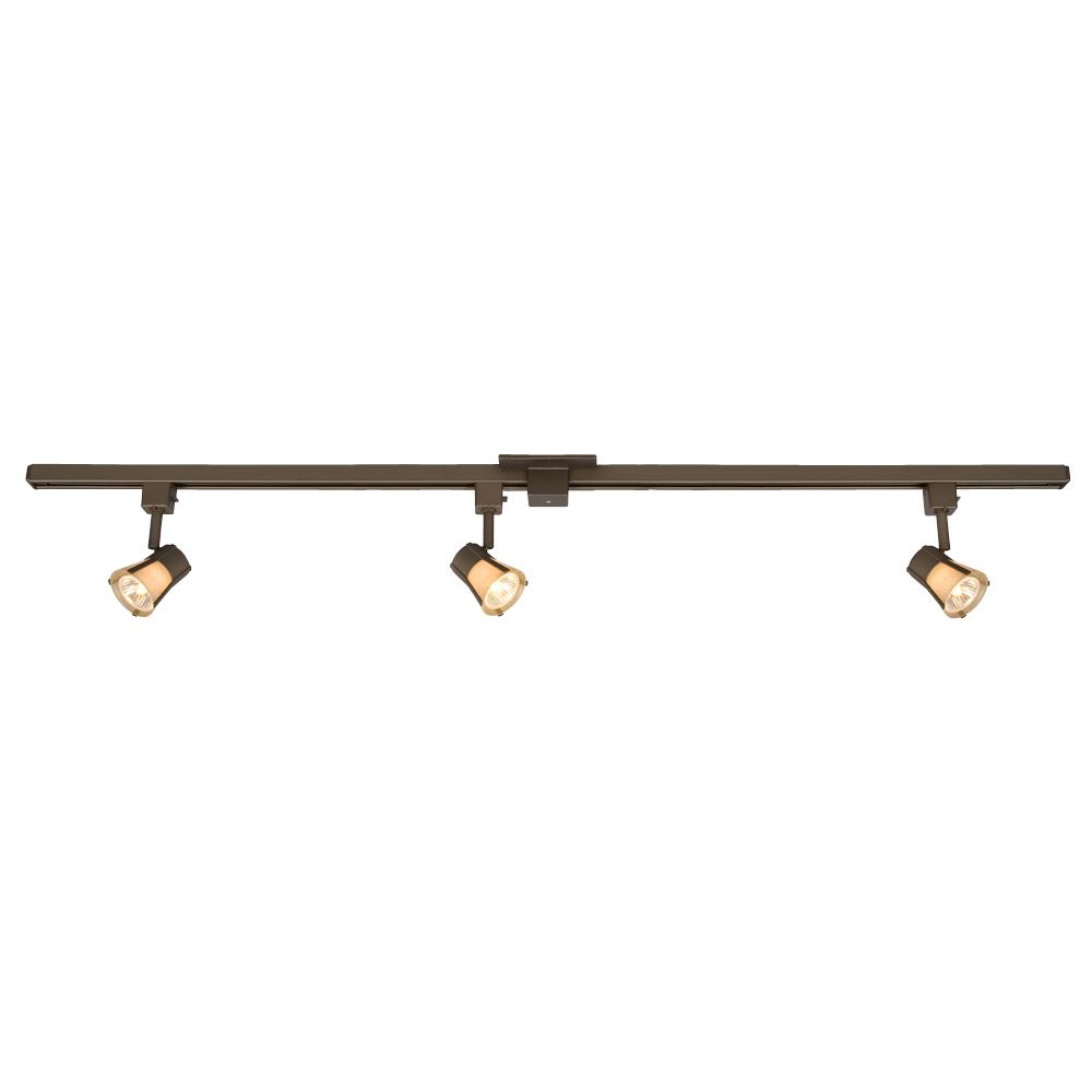 4' Three Light Halogen Track Kit - Bronze w/ Tea Stain Glass