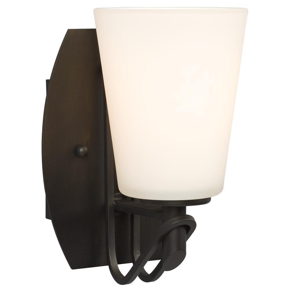 Single Light Vanity - Oil Rubbed Bronze w/ Satin White Glass