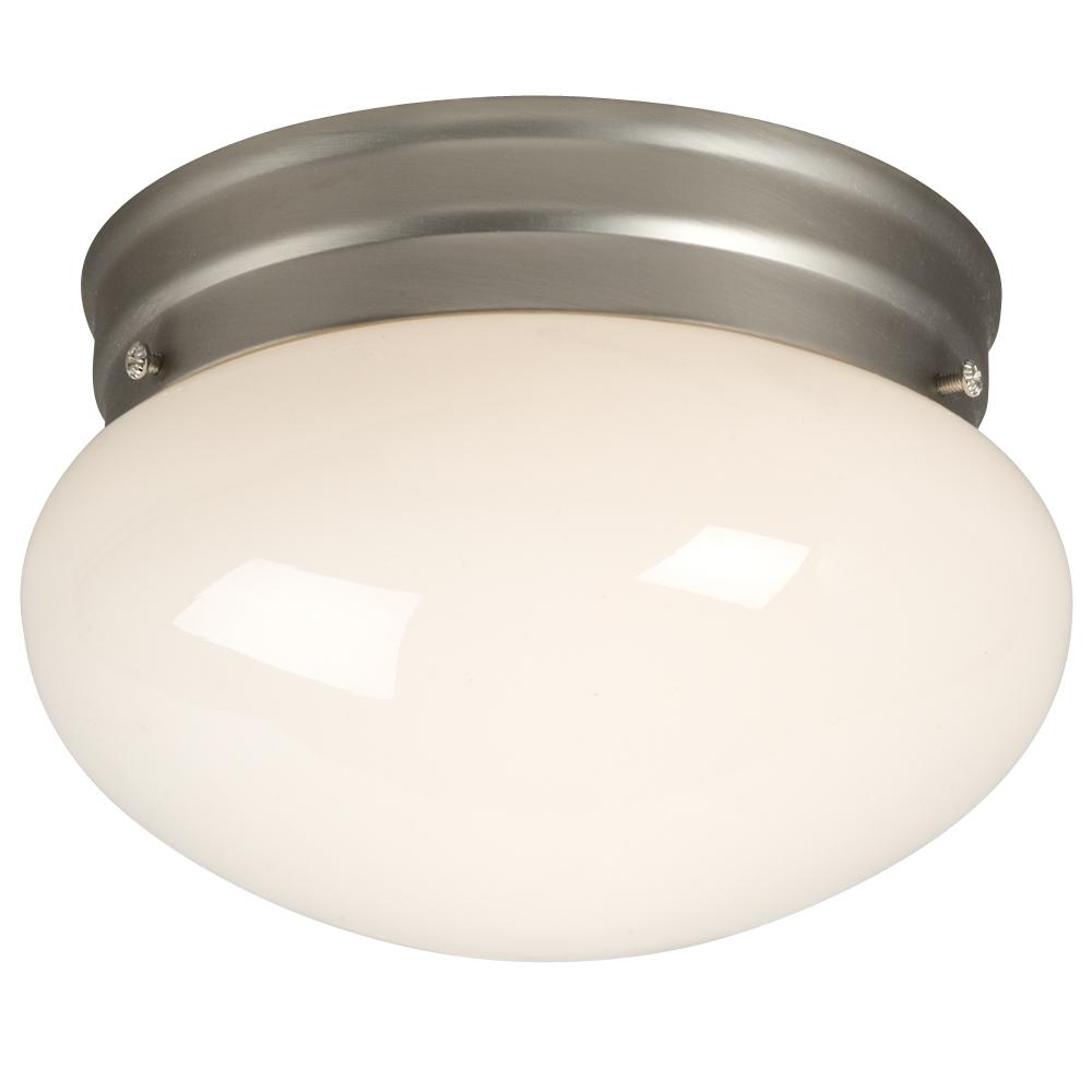 Utility Flush Mount - Pewter w/ White Glass