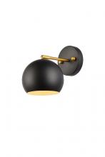 Elegant LD2355BKR - Othello 1 Light Black and Brass Wall Sconce